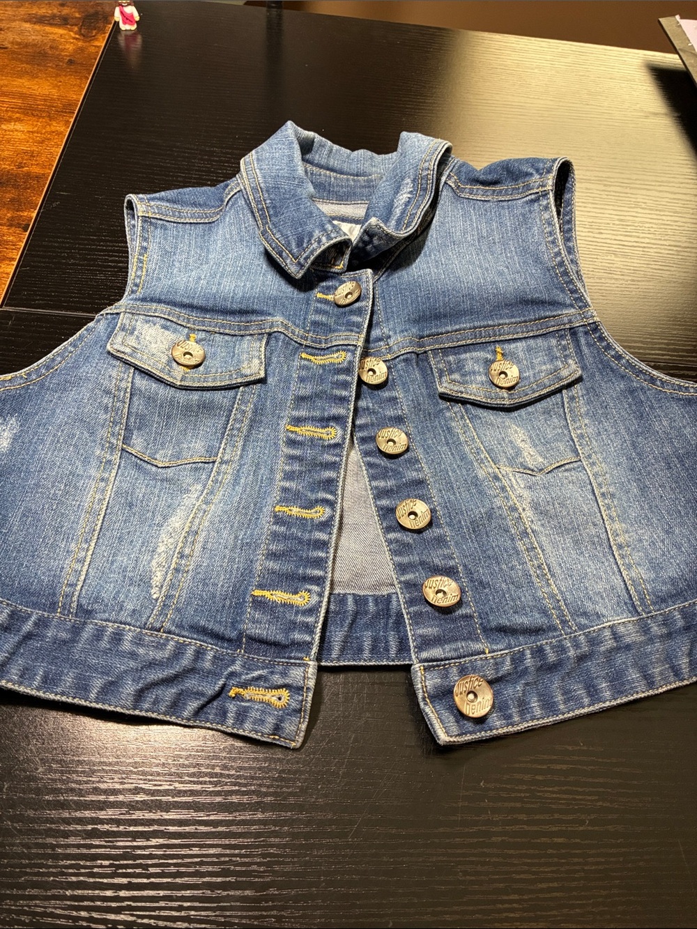Justice Blue Denim Sleeveless Jean Jacket